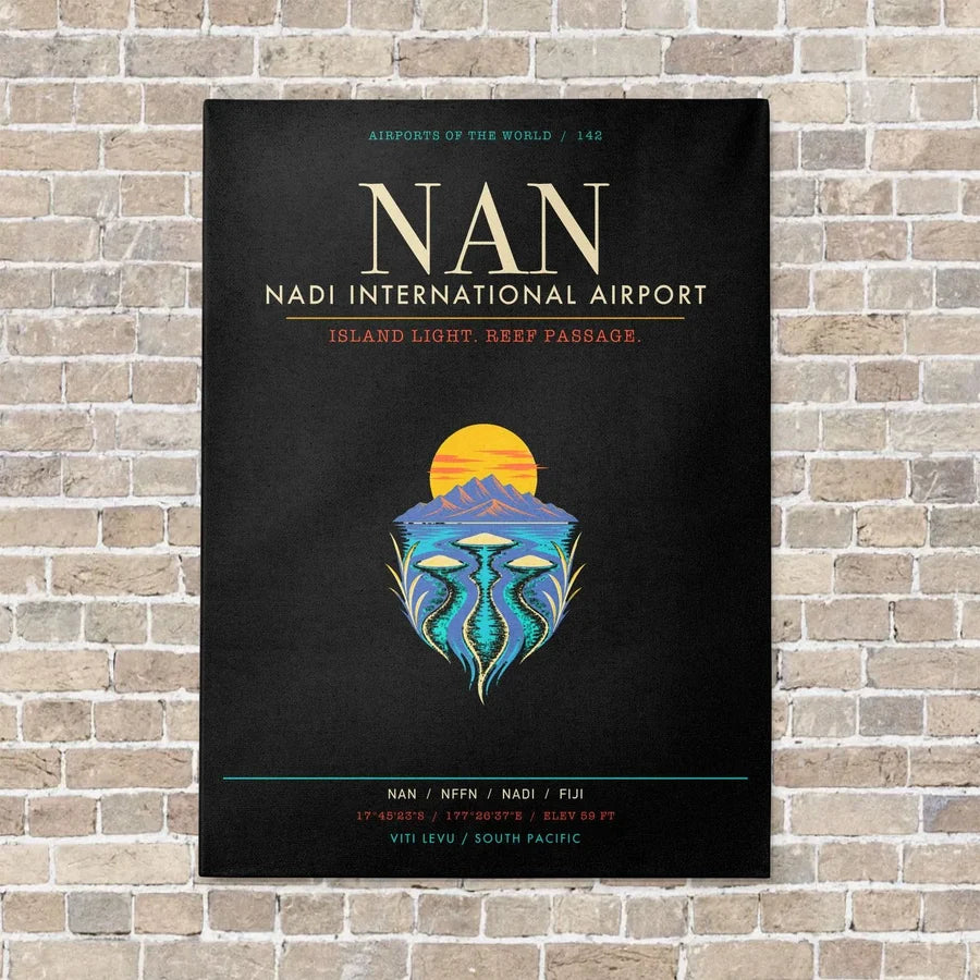 Nadi International Airport NAN - Canvas Framed - Black