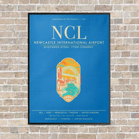 Thumbnail for Newcastle International Airport NCL vertical canvas print - framed - turquoise background