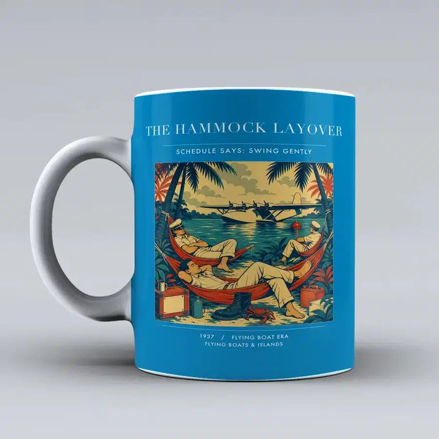 VINTAGE G4408 - The Hammock Layover - Ceramic Mug design on turquoise
