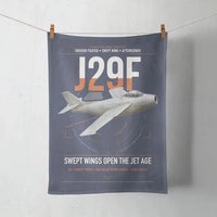 Thumbnail for Saab J 29F Tunnan design on navy blue towel