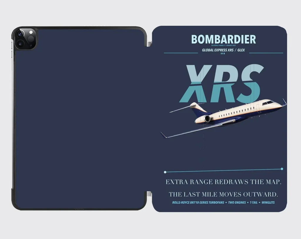 Bombardier Global Express XRS design on navy blue ipad tablet case