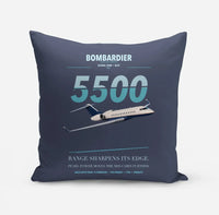 Thumbnail for Bombardier Global 5500 design on navy blue pillow