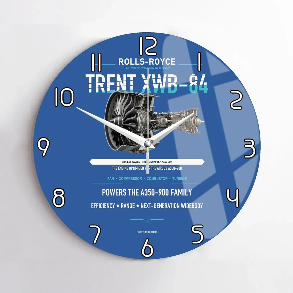 TRENT XWB-84 design on blue no frame wall clock