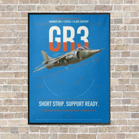 Thumbnail for Hawker Siddeley Harrier GR3 vertical canvas print - framed - turquoise background