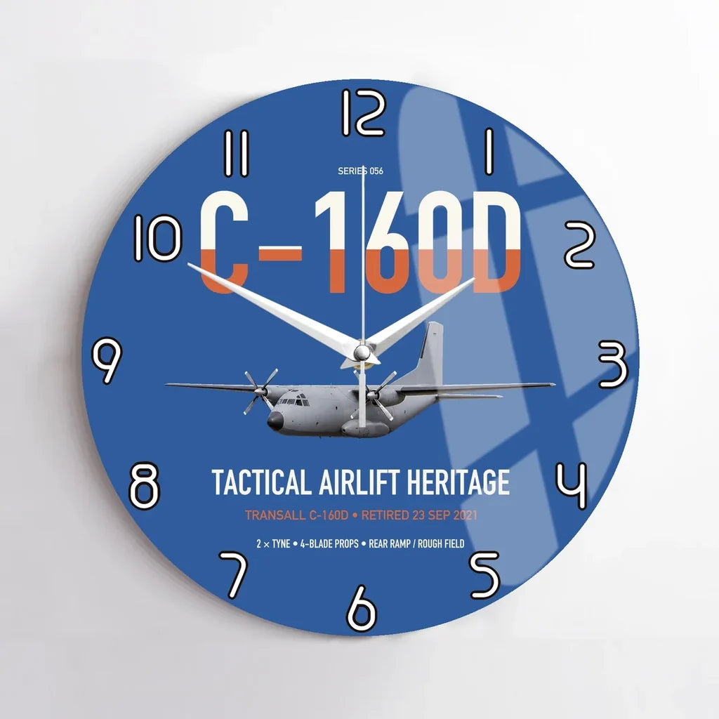 Transall C-160D design on blue no frame wall clock