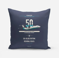 Thumbnail for Fokker 50 design on navy blue pillow