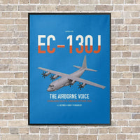 Thumbnail for EC-130J Commando Solo III vertical canvas print - framed - turquoise background