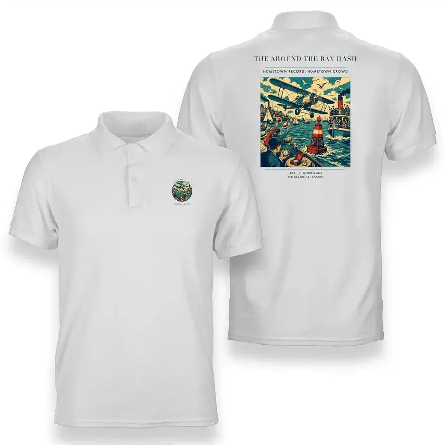 VINTAGE G4299 - The Around The Bay Dash - Double-Side Polo T-Shirt design on white