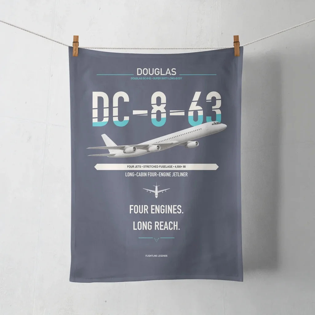 Douglas DC-8-63 design on navy blue towel