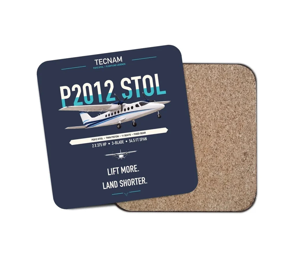 Tecnam P2012 STOL design on navy blue 1 piece coaster
