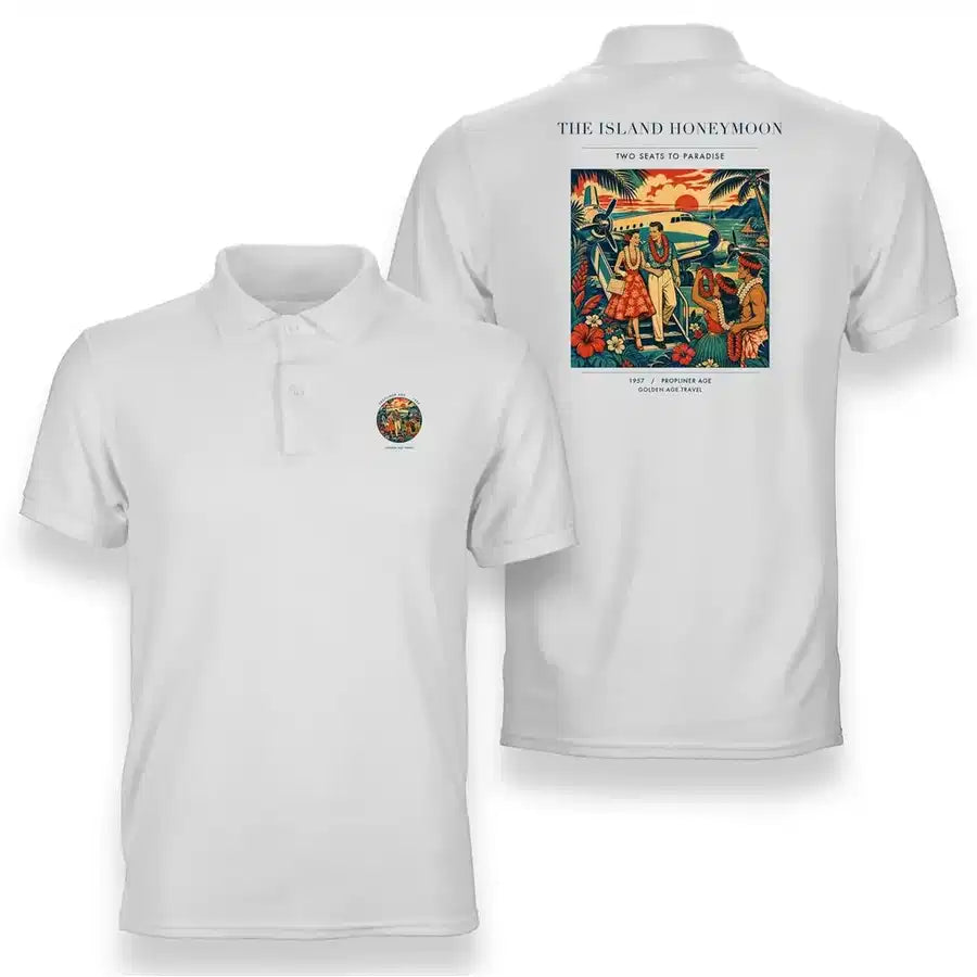 VINTAGE G4104 - The Island Honeymoon - Double-Side Polo T-Shirt design on white