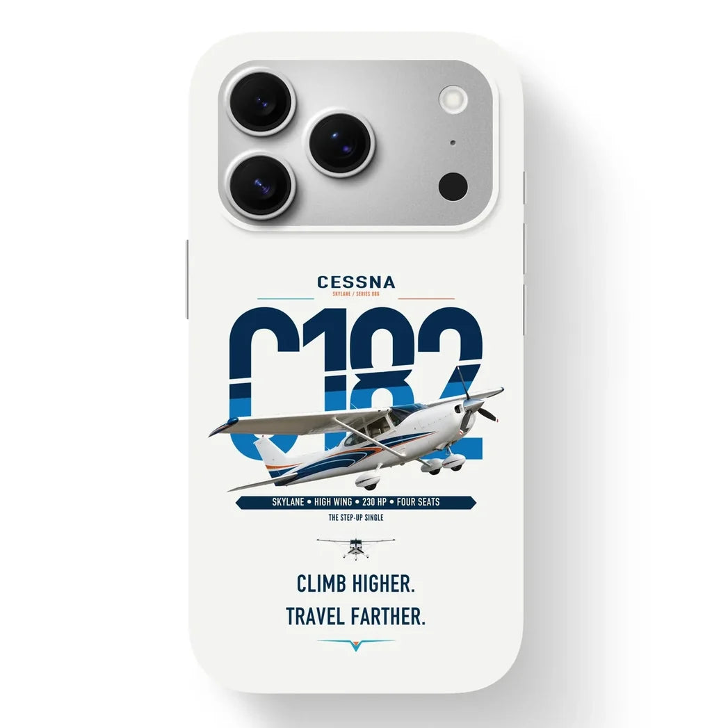 Cessna 182 Skylane design on white magsafe iphone case, for iPhone 17 Pro