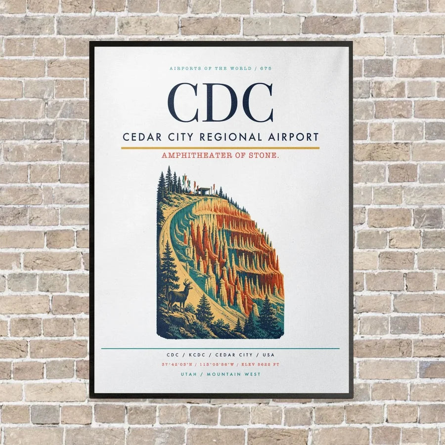 Cedar City Regional Airport CDC - Canvas Framed - White