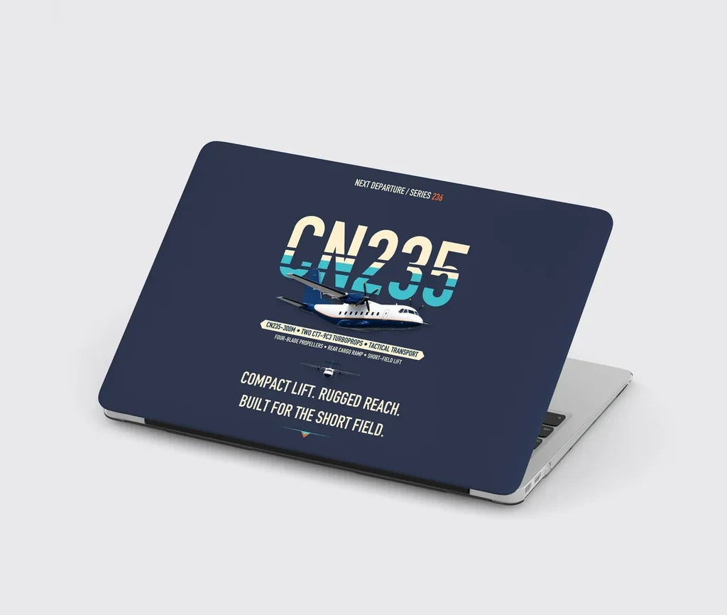 Airbus CN235-300M design on navy blue MacBook case