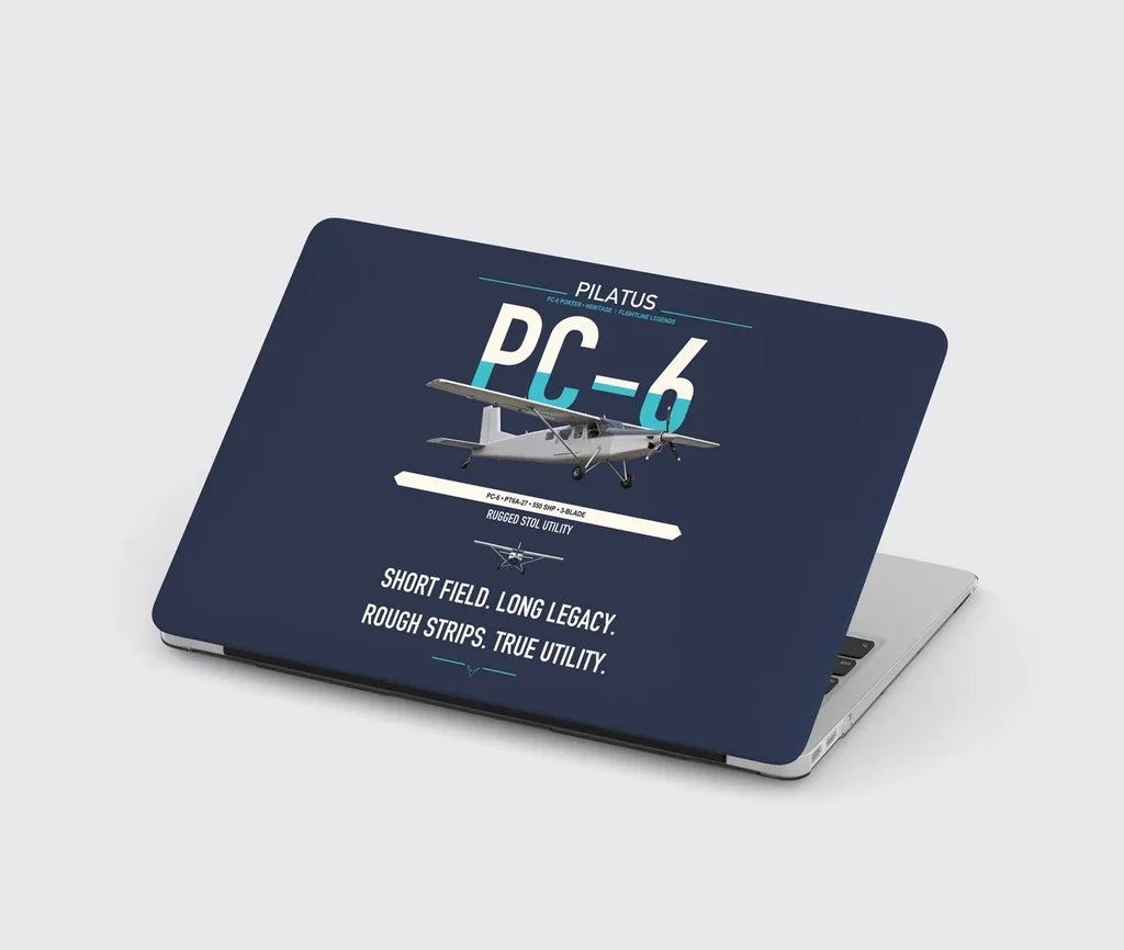 Pilatus PC-6 Porter design on navy blue MacBook case