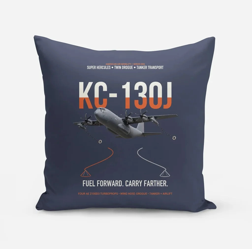 KC-130J SUPER HERCULES design on navy blue pillow