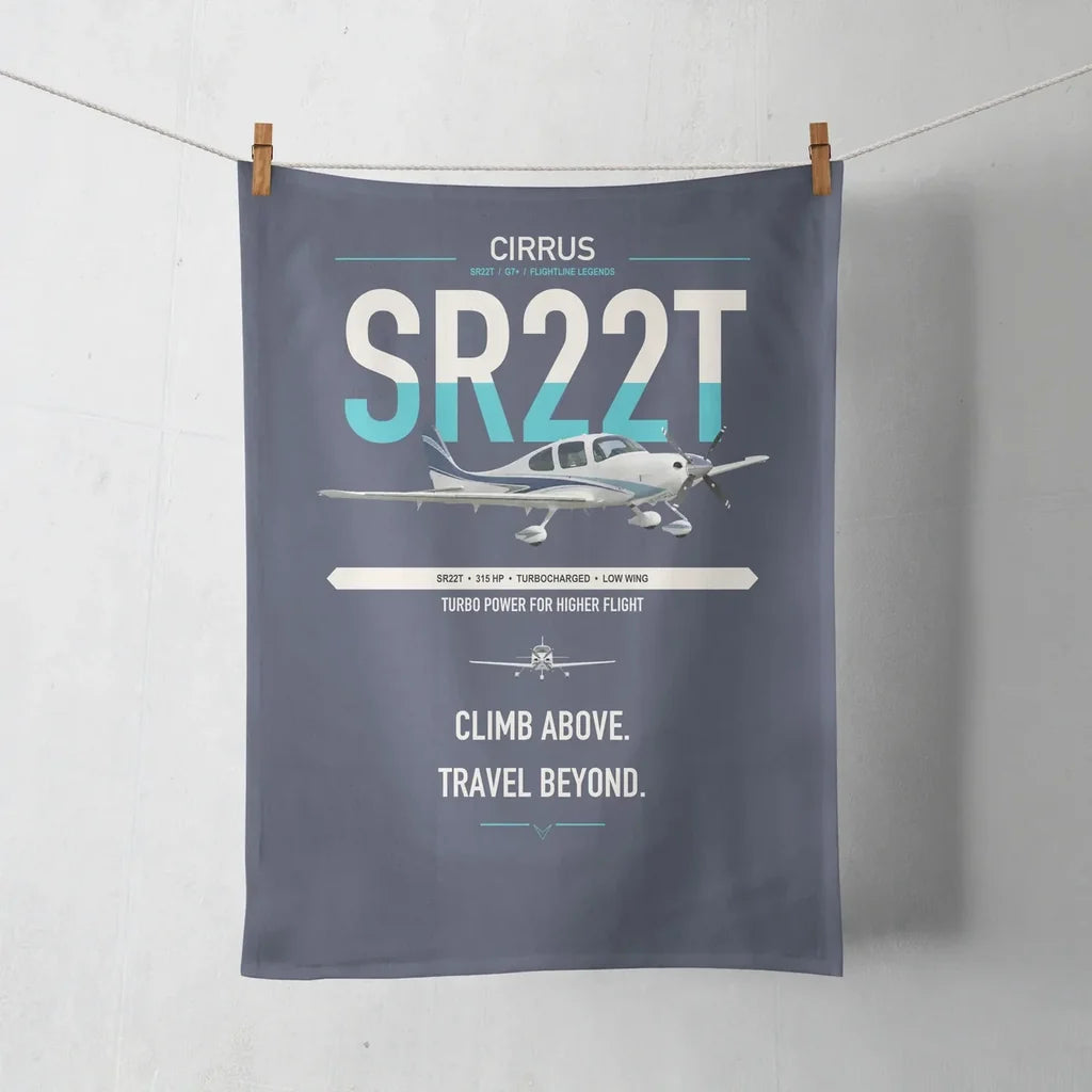 Cirrus SR22T design on navy blue towel