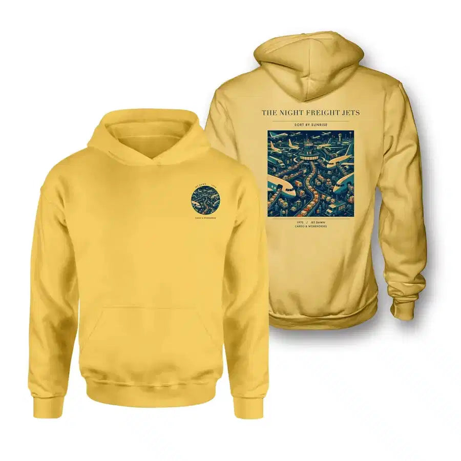 VINTAGE G4133 - The Night Freight Jets - Double-Side Hoodie design on yellow double side
