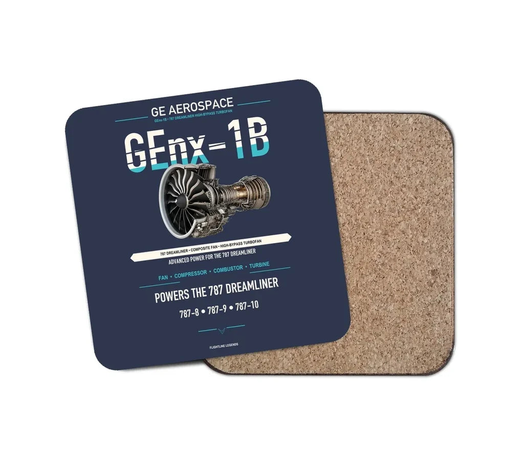 GEnx-1B design on navy blue 1 piece coaster