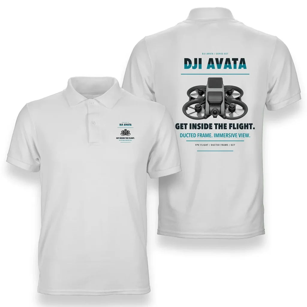 DJI Avata design on white polo