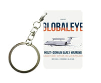Thumbnail for Saab GlobalEye design on white designed key chain, double-side print