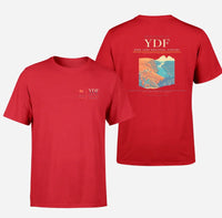 Thumbnail for Deer Lake Regional Airport (YDF) design printed on red double-side t-shirt