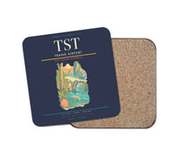 Thumbnail for Trang Airport (TST) design on navy blue 1 piece coaster