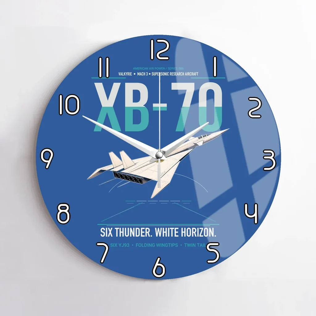 XB-70A Valkyrie design on blue no frame wall clock