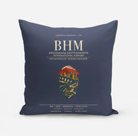 Thumbnail for Birmingham-Shuttlesworth International Airport (BHM) design on navy blue pillow