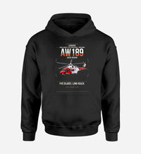 Thumbnail for Leonardo AW189 design on black double-side hoodie, single-side print