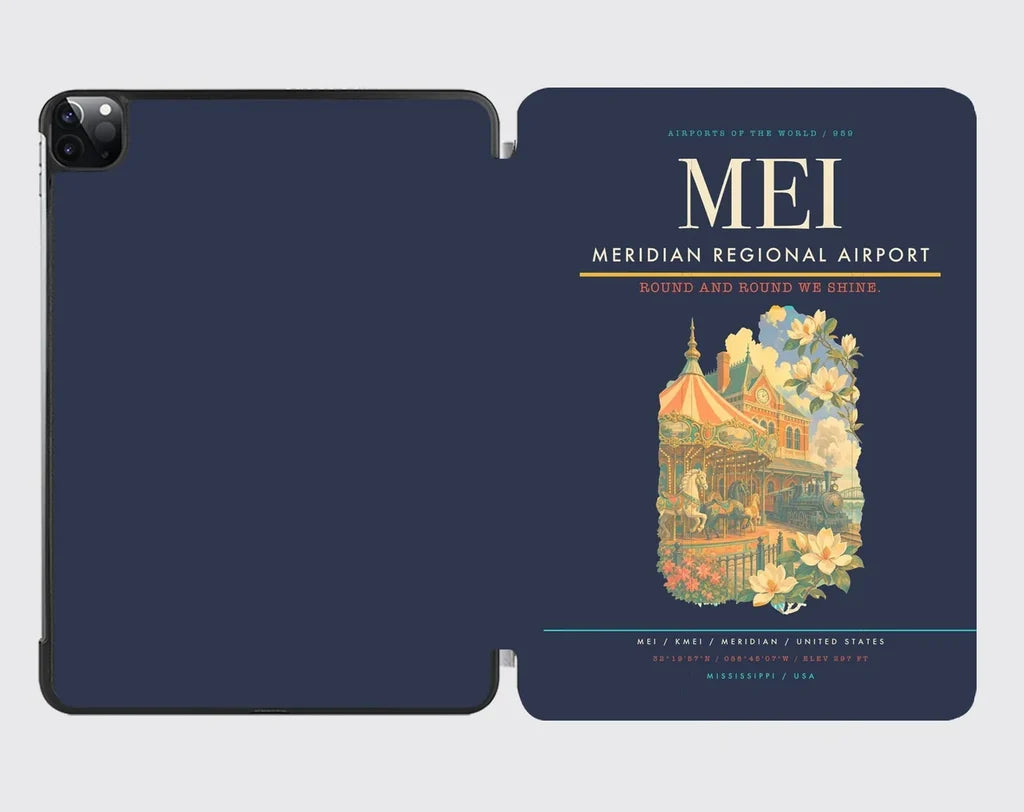 Meridian Regional Airport (MEI) design on navy blue ipad tablet case