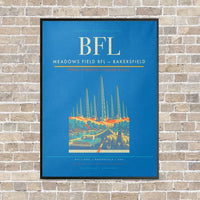 Thumbnail for Meadows Field BFL — Bakersfield vertical canvas print - framed - turquoise background