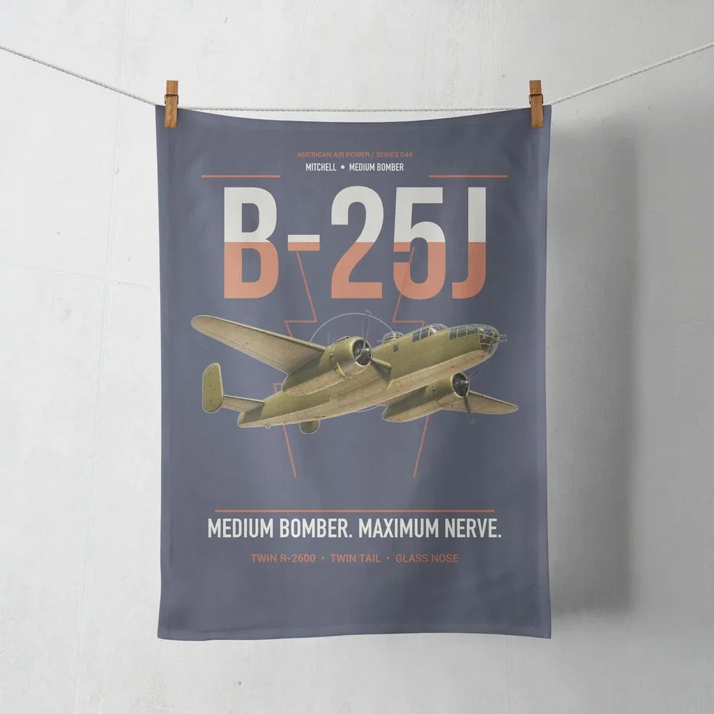 B-25J Mitchell design on navy blue towel