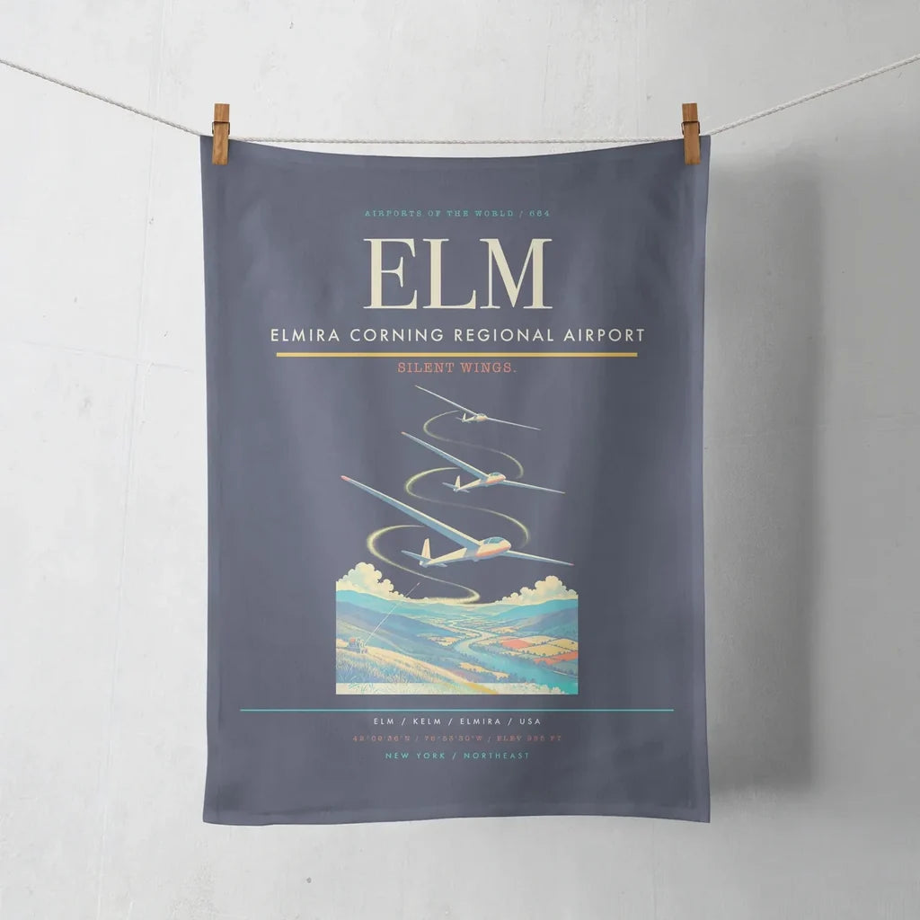 Elmira Corning Regional Airport (ELM) design on navy blue towel
