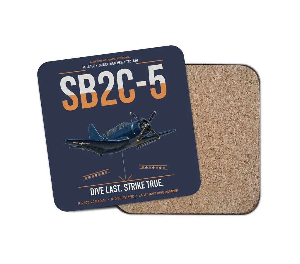 SB2C-5 Helldiver design on navy blue 1 piece coaster