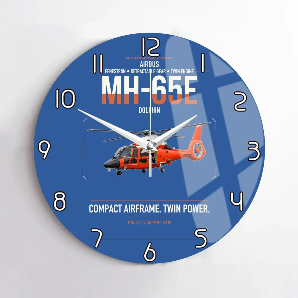 Airbus MH-65E Dolphin design on blue no frame wall clock