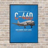Thumbnail for C-46D Commando vertical canvas print - framed - turquoise background