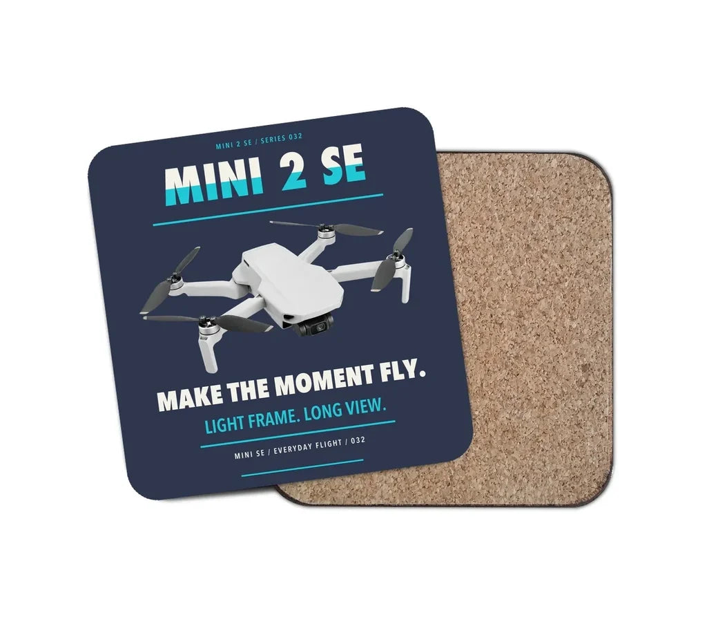 DJI Mini 2 SE design on navy blue 1 piece coaster
