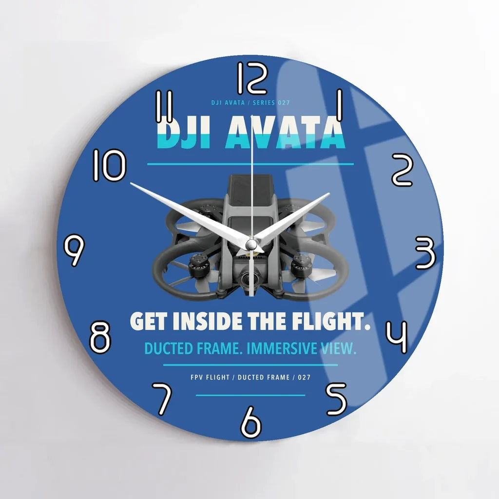 DJI Avata design on blue no frame wall clock