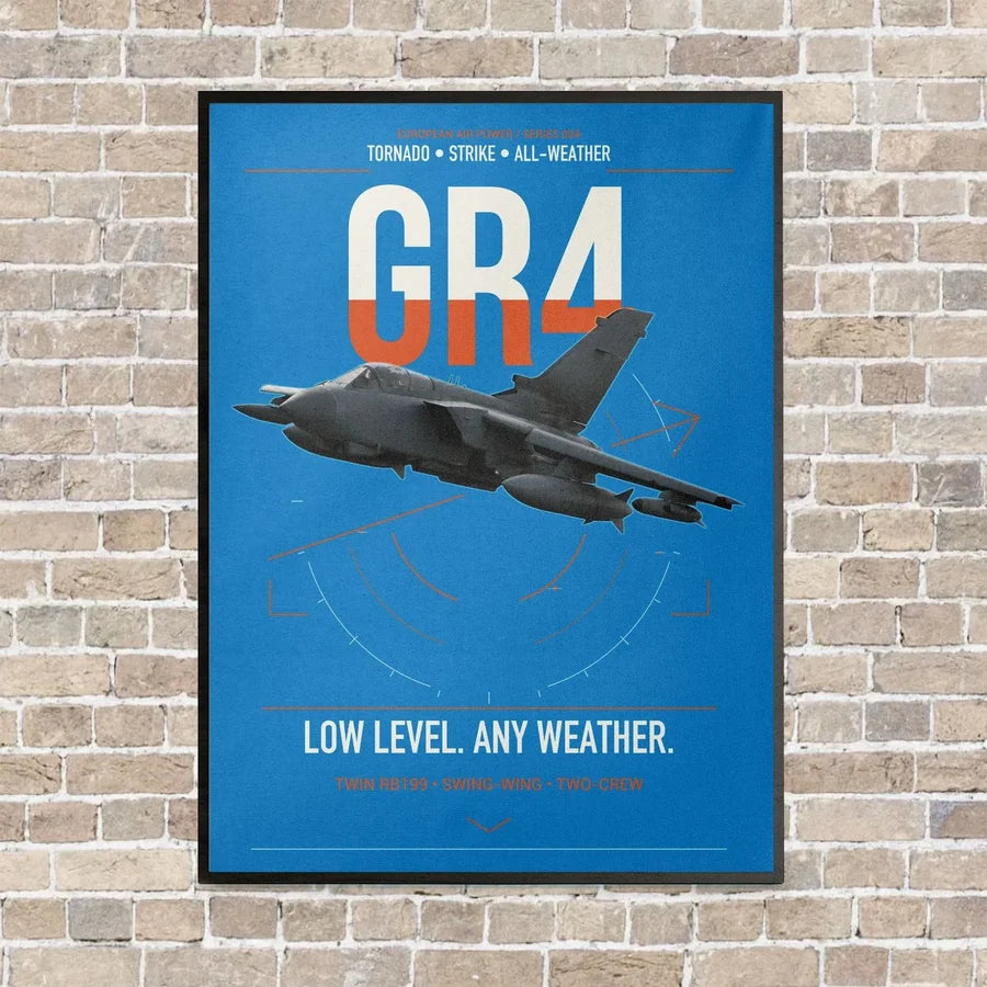 Panavia Tornado GR4 vertical canvas print - framed - turquoise background