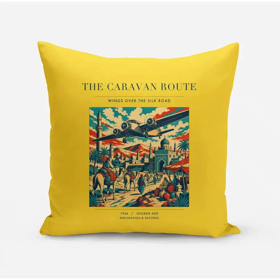 VINTAGE G4040 - The Caravan Route - Designed Pillows design on yellow
