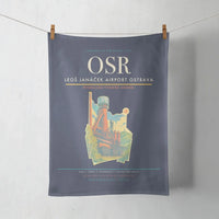 Thumbnail for Leoš Janáček Airport Ostrava (OSR) design on navy blue towel
