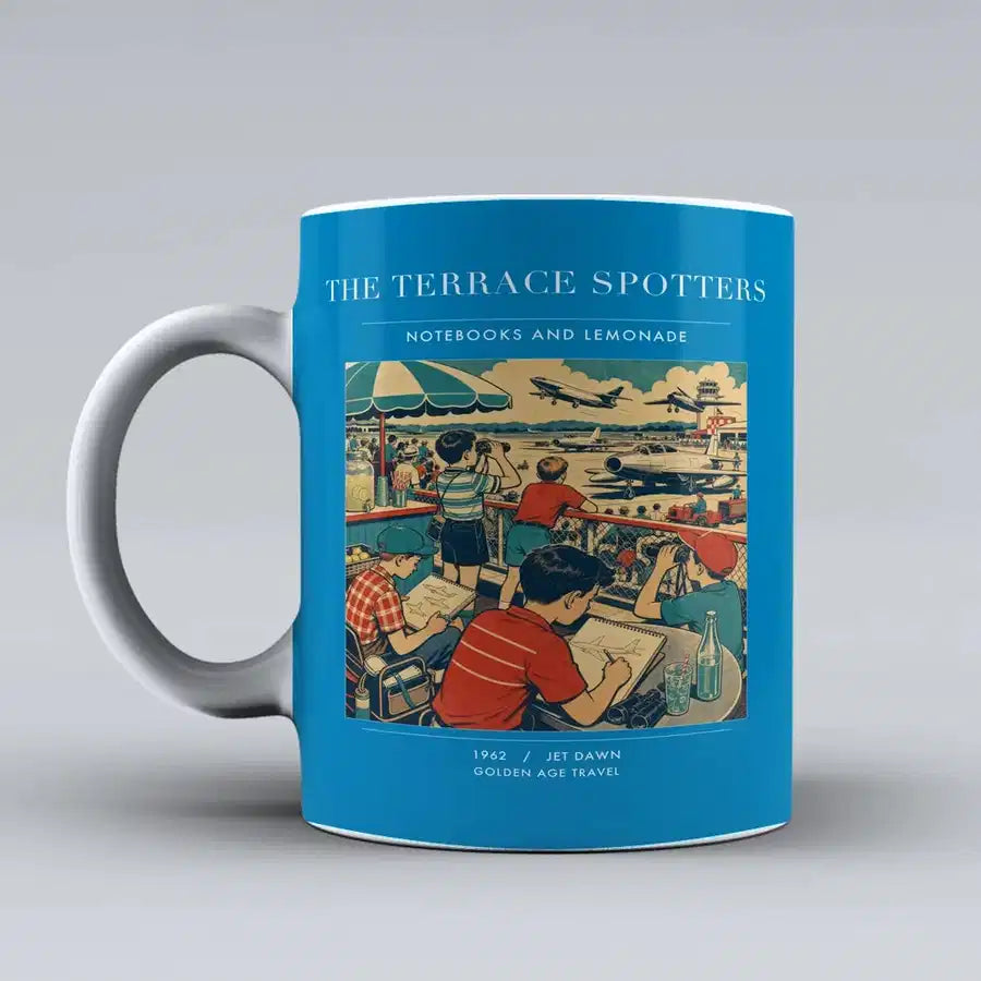 VINTAGE G4114 - The Terrace Spotters - Ceramic Mug design on turquoise