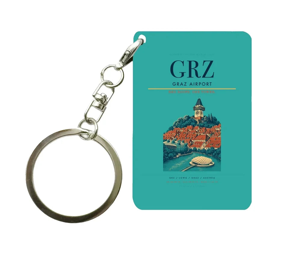 Graz Airport (GRZ) design on turquoise key chain
