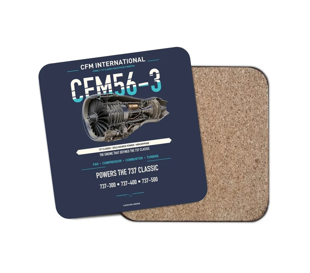 CFM56-3 design on navy blue 1 piece coaster
