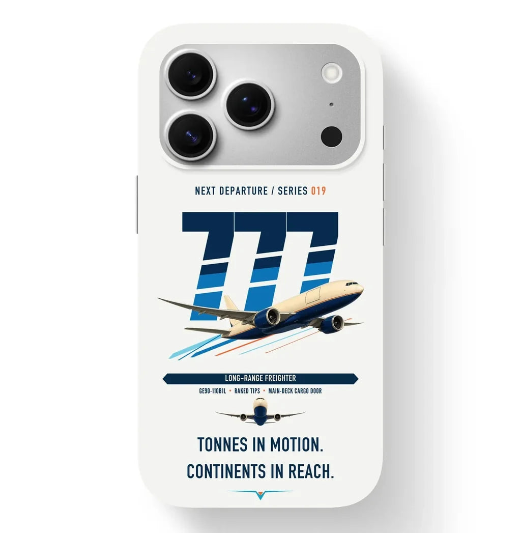 Boeing 777F design on white magsafe iphone case