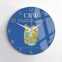 Thumbnail for Yeager Airport (CRW) design on blue no frame wall clock