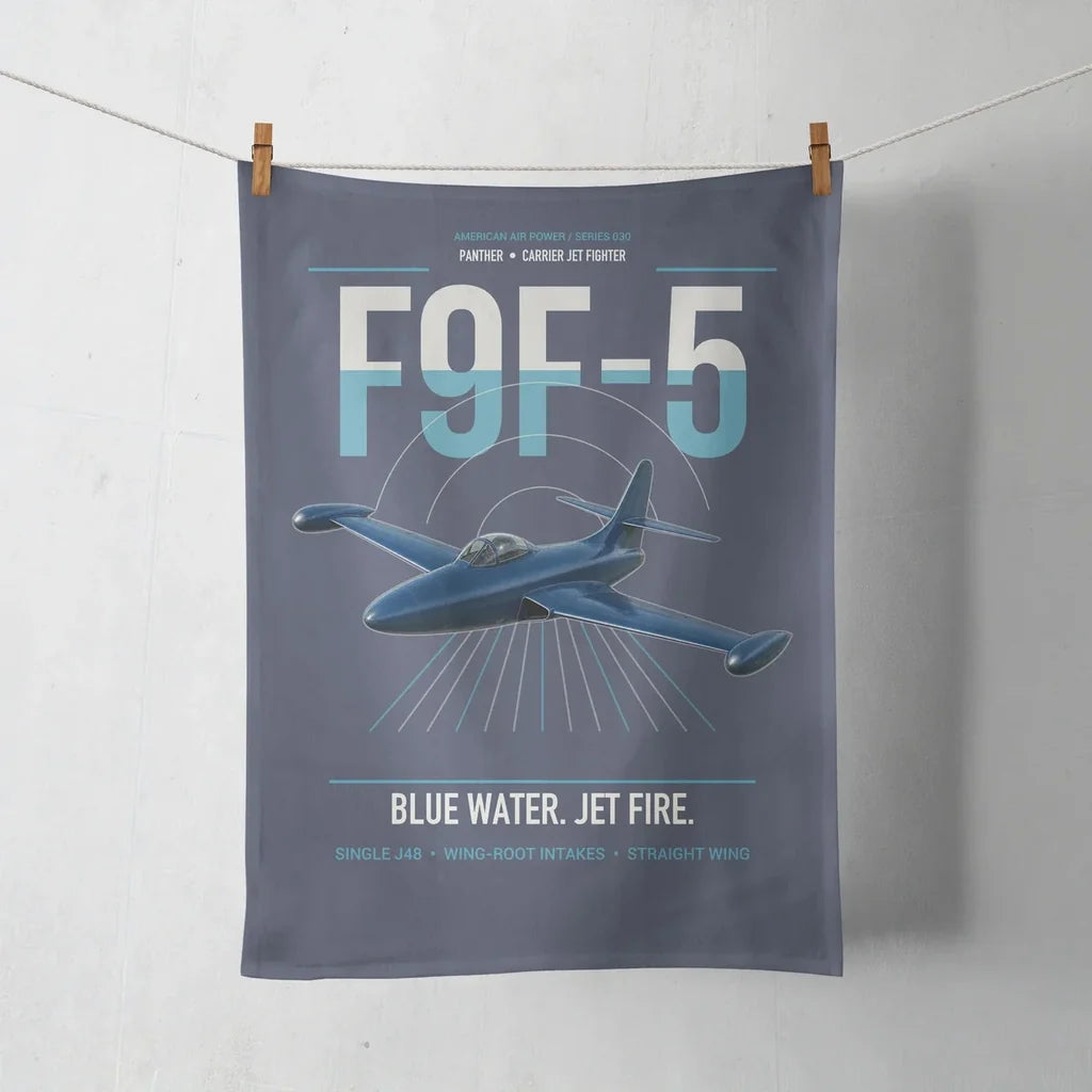 F9F-5 Panther design on navy blue towel