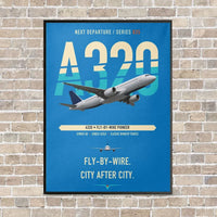 Thumbnail for Airbus A320 vertical canvas print - framed - turquoise background