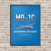 Thumbnail for MQ-1C Gray Eagle ER vertical canvas print - framed - turquoise background